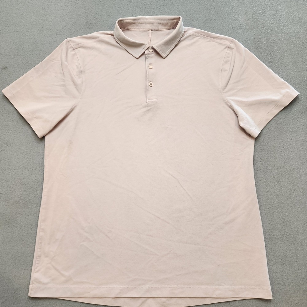 Lululemon Evolution Polo Shirt Mens M Pink Short Sleeve Golf Activewear Top